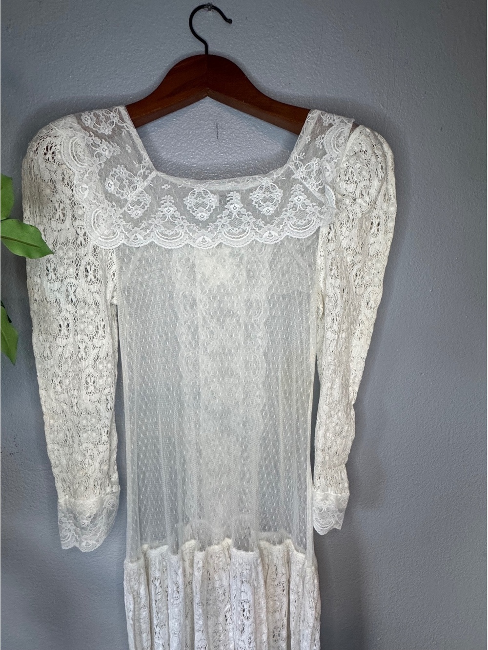 Ivory Lace Maxi Dress Romantic Boho Long Sleeve Prairie Style Pauli T XS - Picture 7 of 8